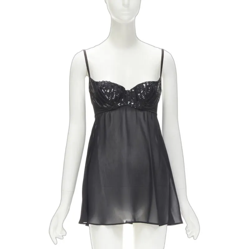 La Perla Sequins Bra Top Black Polyester Never worn - Front View