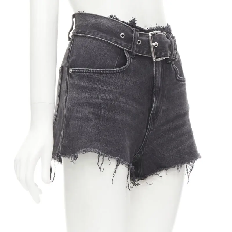 Alexander Wang Frayed Denim Shorts Black Denim Very good - Inside View