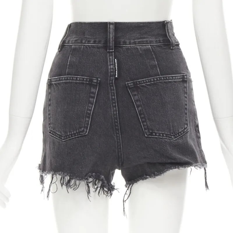 Alexander Wang Frayed Denim Shorts Black Denim Very good - Box View