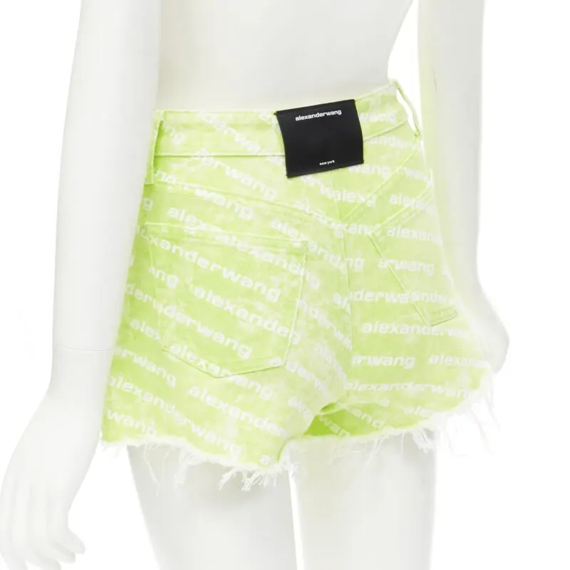 Alexander Wang Logo Print Shorts Green Denim Never worn - Back View