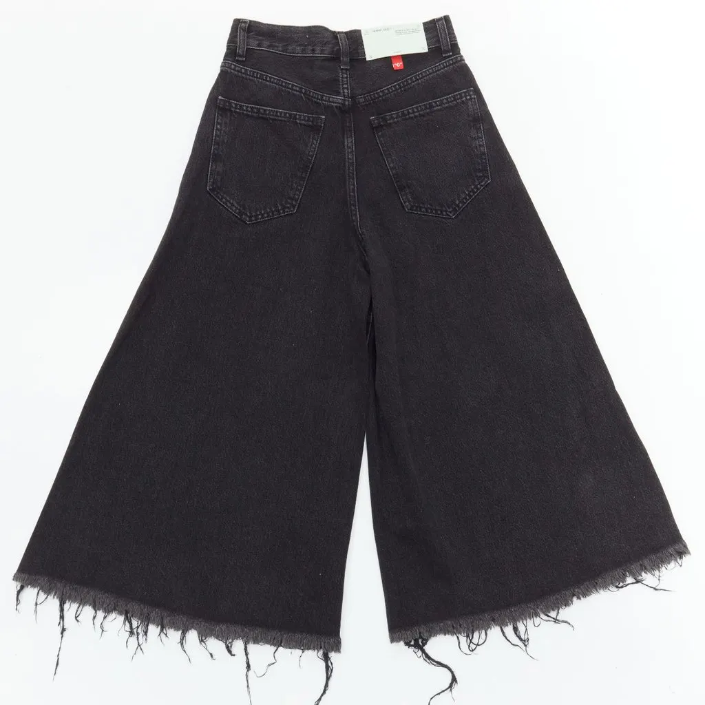 Off-White Denim Frayed Culotte Jeans Black Cotton Very good - Inside View