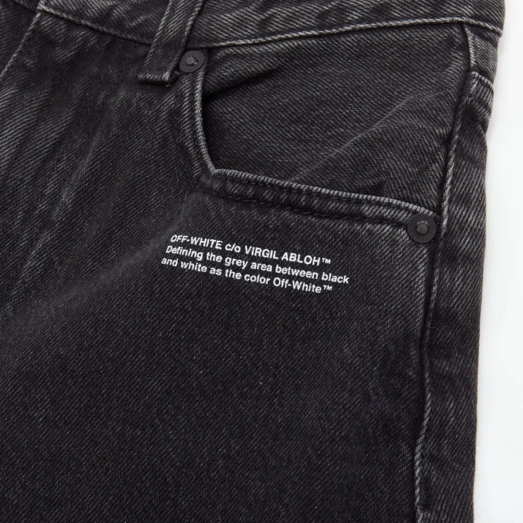 Off-White Denim Frayed Culotte Jeans Black Cotton Very good - Model View