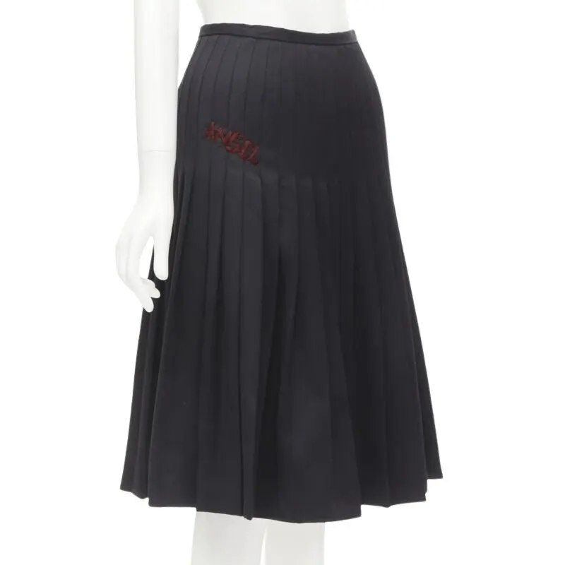 Dsquared2 Angel Pleated Skirt Black Wool Never worn - Front View
