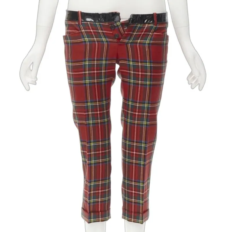 Dsquared2 Punk Plaid Pants Red Wool Very good - Front View