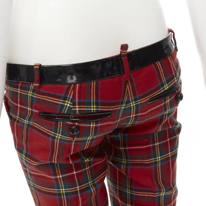 Dsquared2 Punk Plaid Pants Red Wool Very good - Back View