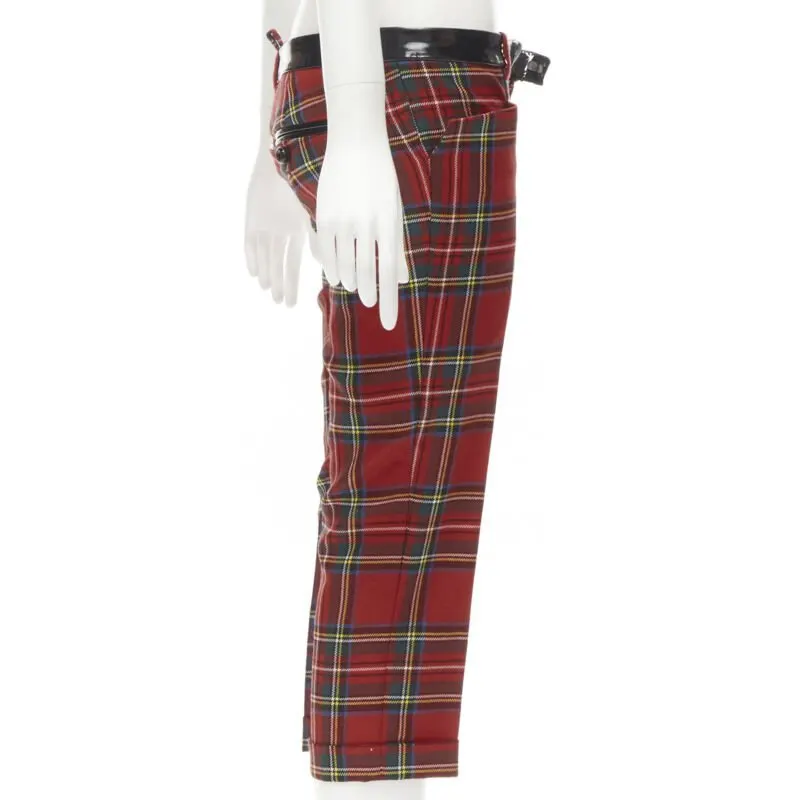 Dsquared2 Punk Plaid Pants Red Wool Very good - Model View