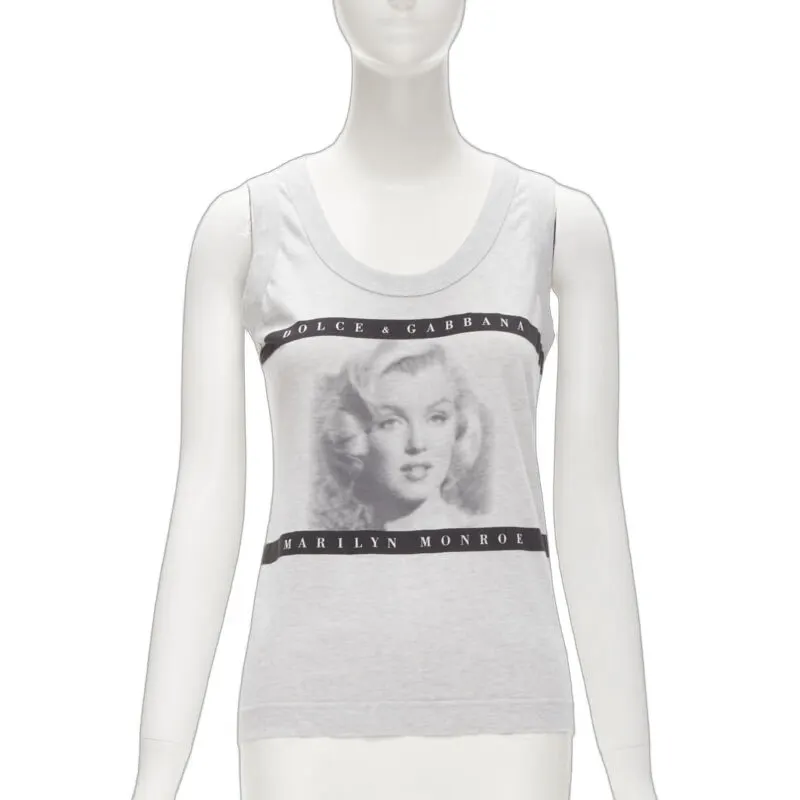 Dolce & Gabbana Cinematic Print Tank Grey Cotton Very good - Front View