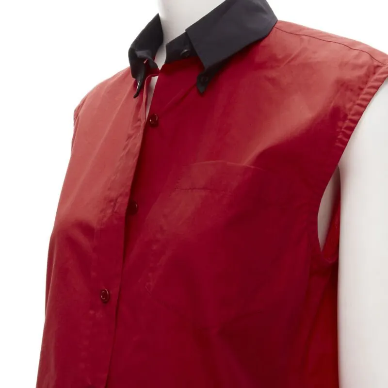 Prada Contrast Collar Vest Red Cotton Very good - Back View