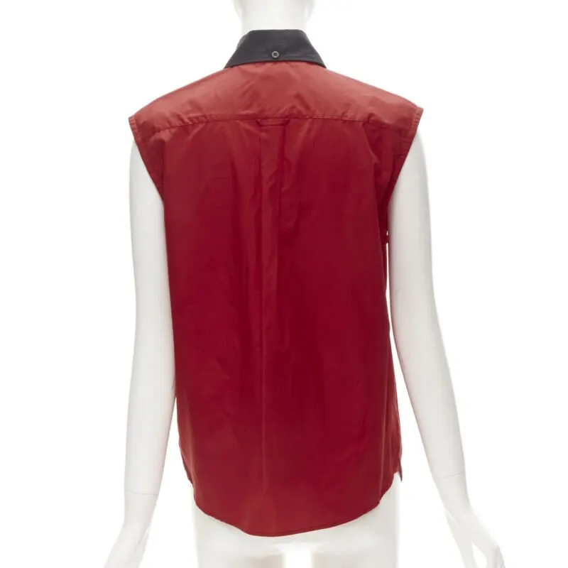 Prada Contrast Collar Vest Red Cotton Very good - Box View