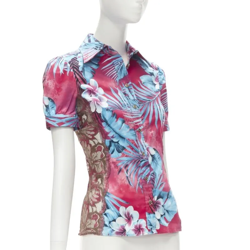 D&G Lace Panel Shirt Pink Cotton Very good - Front View