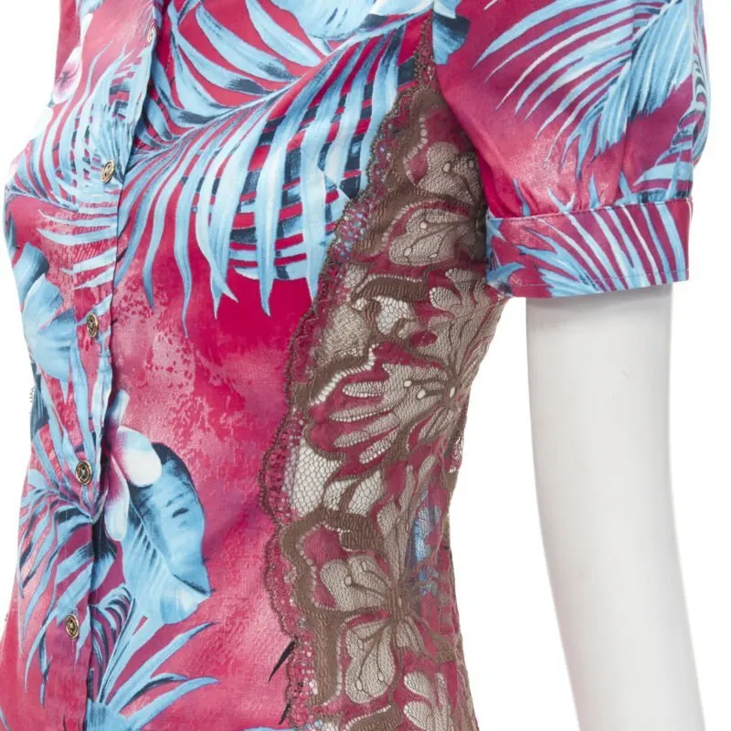 D&G Lace Panel Shirt Pink Cotton Very good - Back View