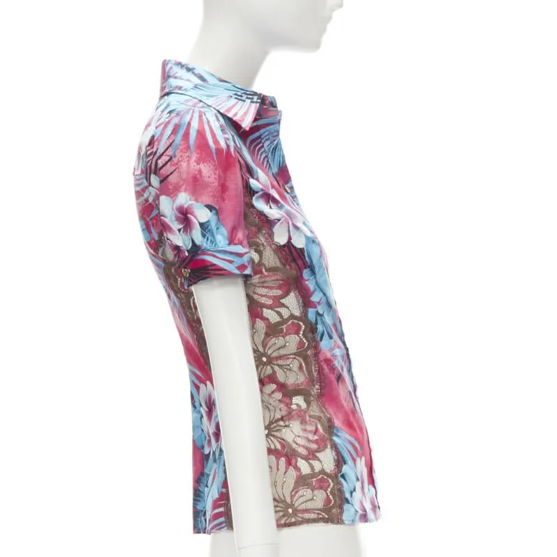 D&G Lace Panel Shirt Pink Cotton Very good - Model View