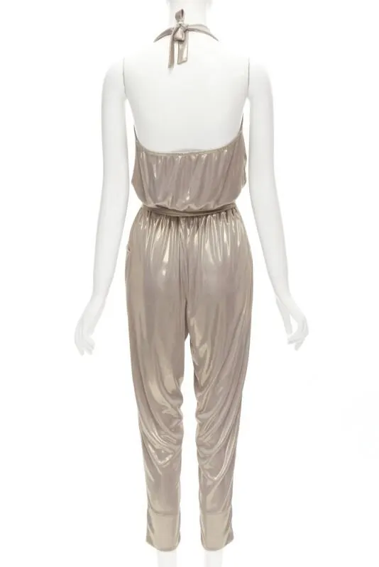 Diane von Furstenberg Gold Halter Jumpsuit Gold Viscose Very good - Box View