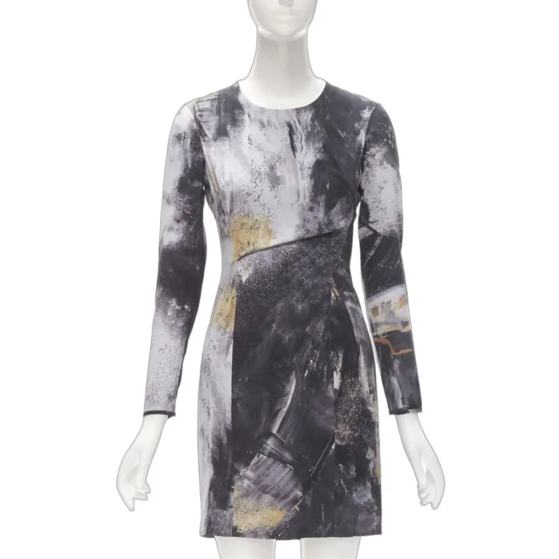Helmut Lang Paint Stroke Dress Grey Viscose Very good - Front View