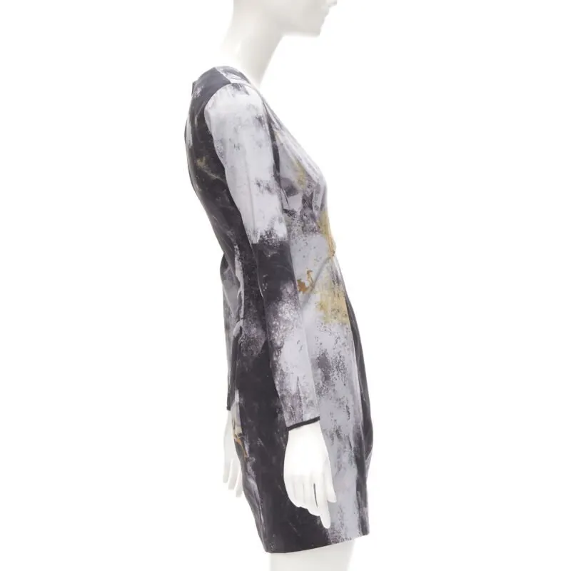 Helmut Lang Paint Stroke Dress Grey Viscose Very good - Model View
