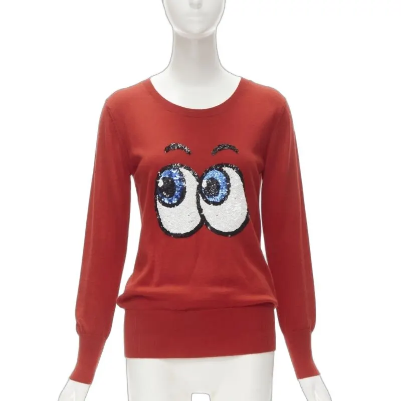 Markus Lupfer Comic Eyes Sweater Red Wool Very good - Front View