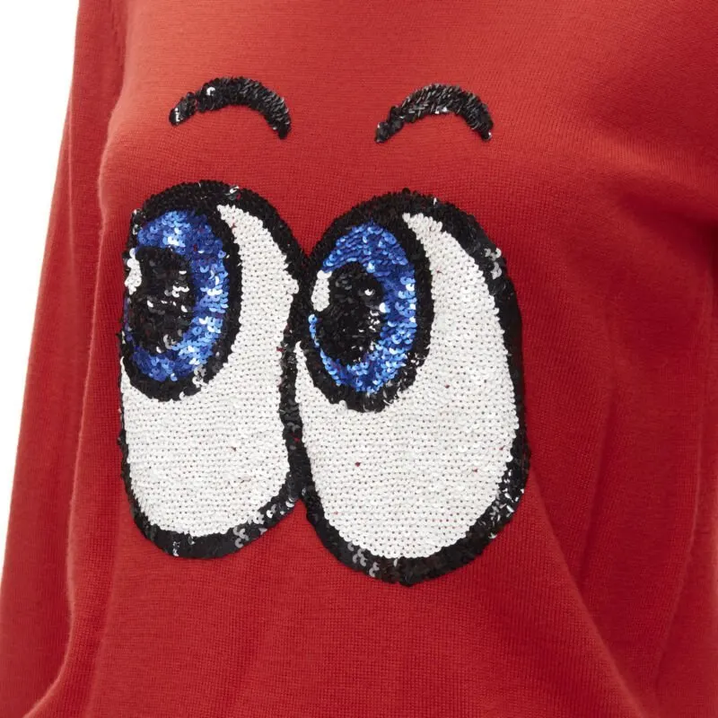 Markus Lupfer Comic Eyes Sweater Red Wool Very good - Back View