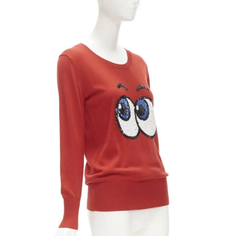 Markus Lupfer Comic Eyes Sweater Red Wool Very good - Inside View