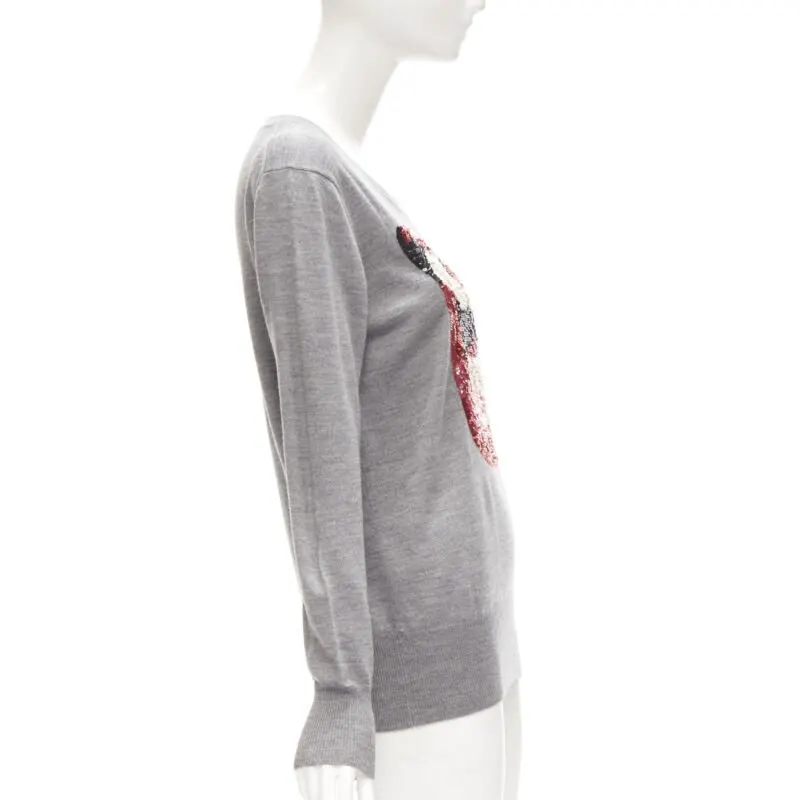 Markus Lupfer Lips Sequin Sweater Grey Cotton Very good - Model View