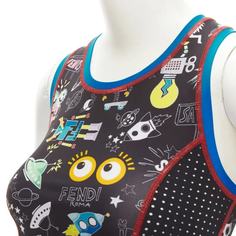 Fendi FF Robot Tank Black Polyester Never worn - Back View