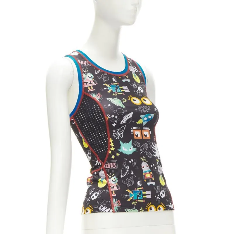 Fendi FF Robot Tank Black Polyester Never worn - Inside View