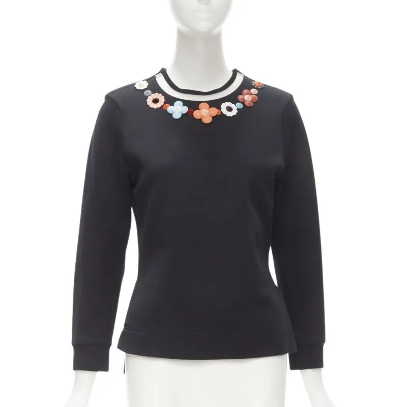 Fendi Flowerland Pullover Black Cotton Very good - Front View