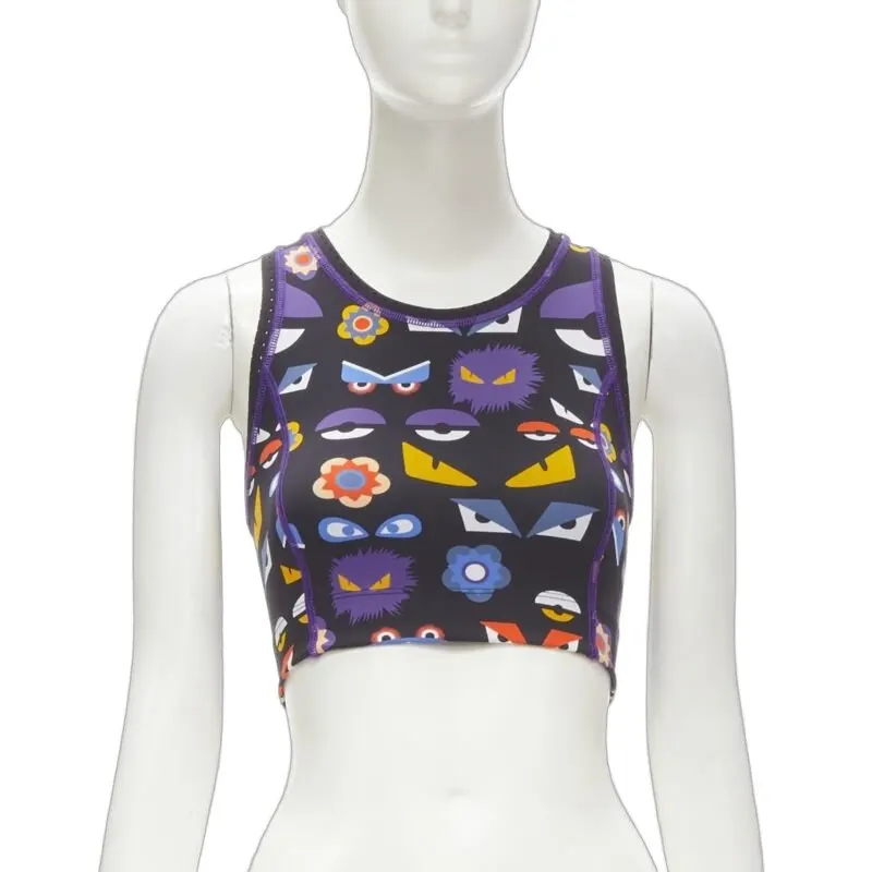 Fendi Monster Bug Crop Black Polyester Very good - Front View