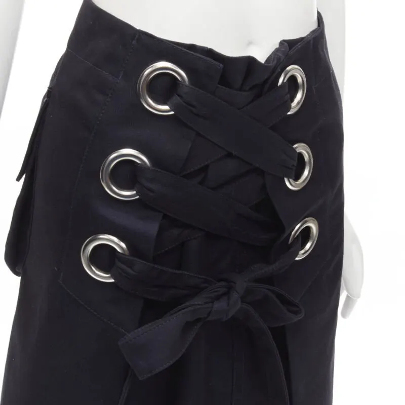 Sacai Grommet A-line Skirt Navy Cotton Very good - Back View