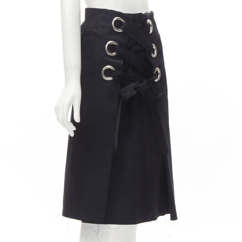 Sacai Grommet A-line Skirt Navy Cotton Very good - Inside View