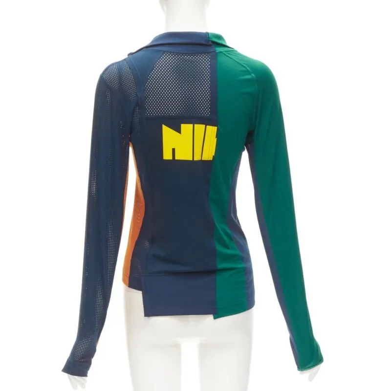 Sacai Patchwork Zip Top Blue Polyester Very good - Back View