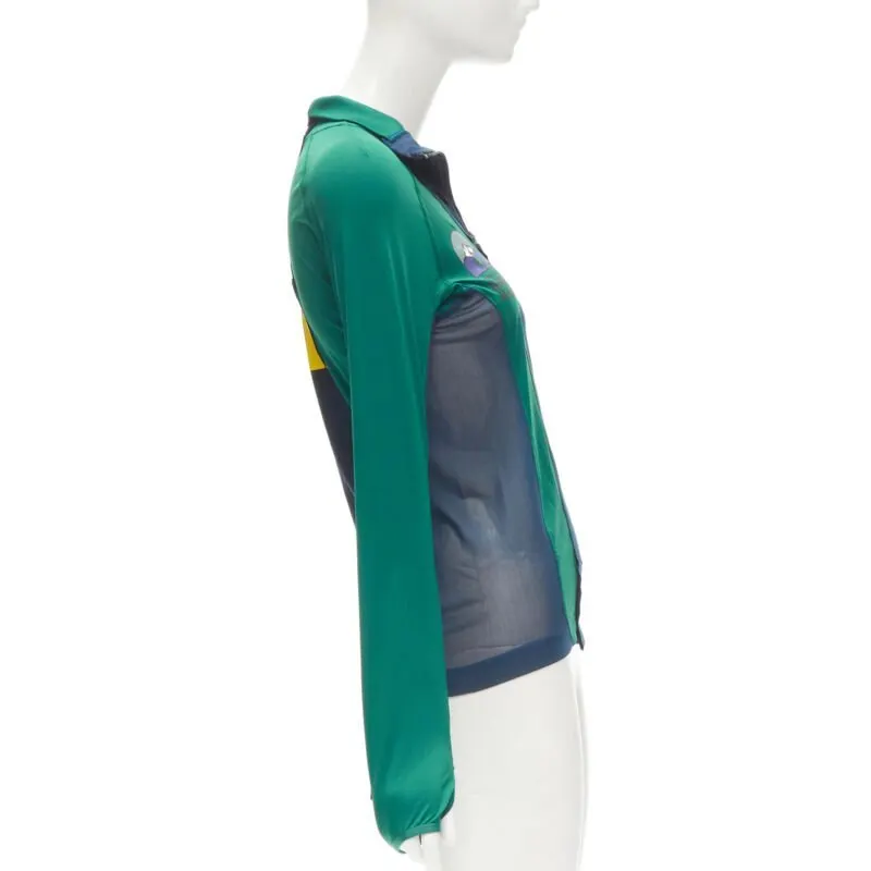 Sacai Patchwork Zip Top Blue Polyester Very good - Model View