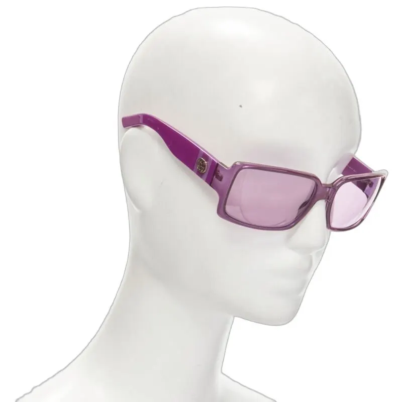 Gucci Square Shield Glasses Pink Plastic Fair - Front View