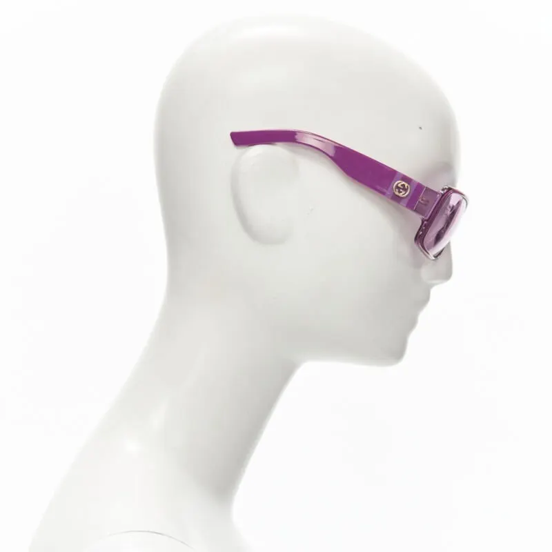 Gucci Square Shield Glasses Pink Plastic Fair - Model View