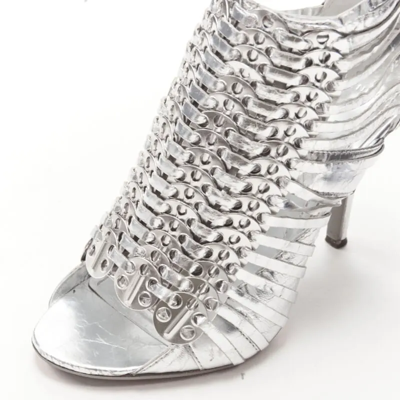 Givenchy Silver Disc Booties Silver Leather Good - Back View