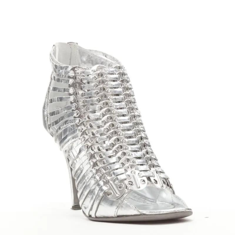 Givenchy Silver Disc Booties Silver Leather Good - Inside View