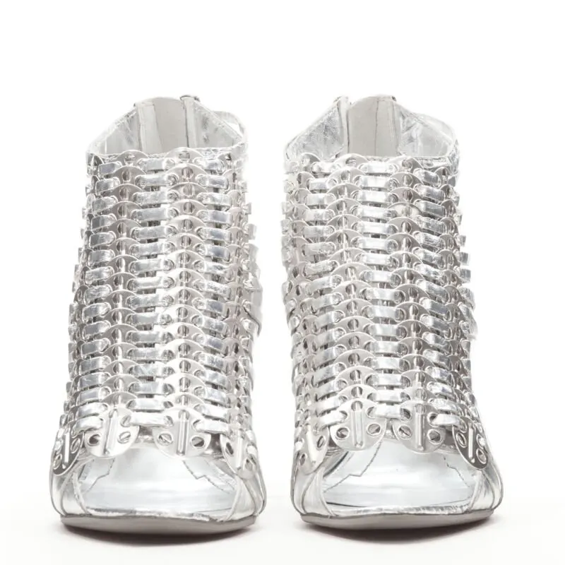 Givenchy Silver Disc Booties Silver Leather Good - Model View