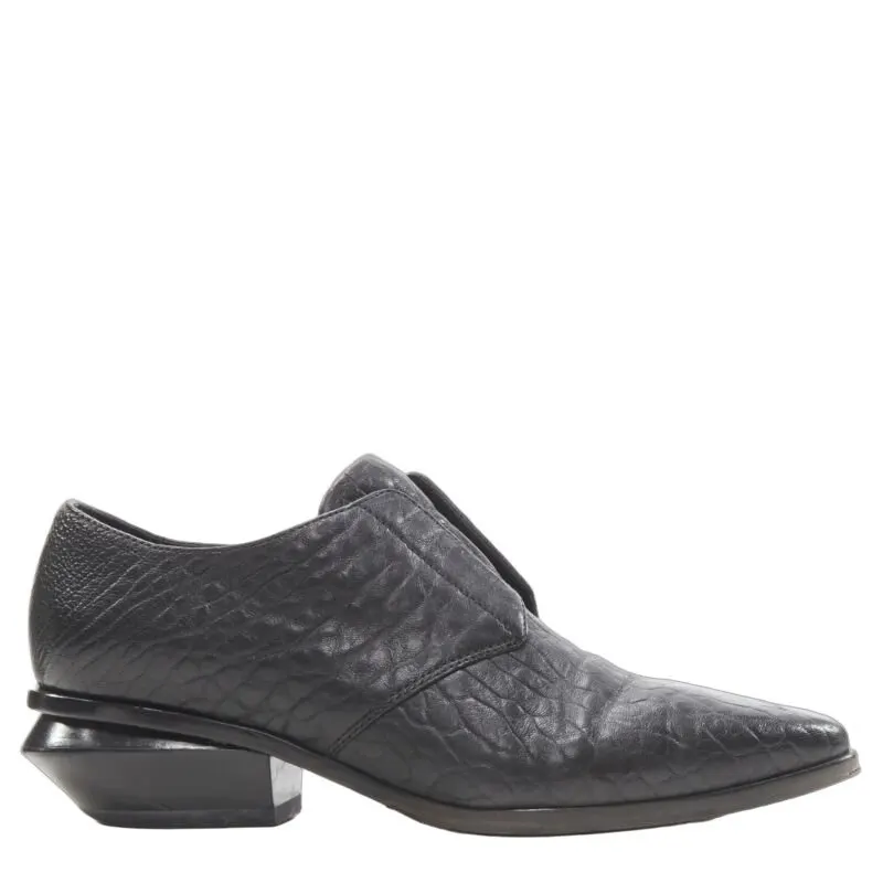 Alexander Wang Laceless Oxford Brogue Black Leather Fair - Front View
