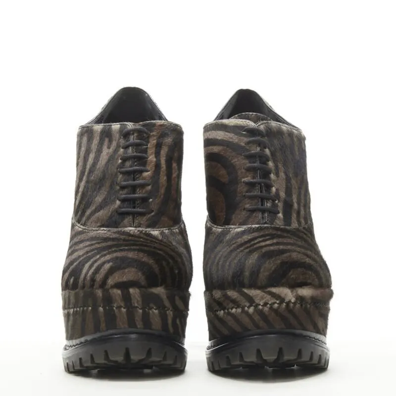Alaïa Zebra Stripe Sole Bootie Brown Leather Never worn - Inside View