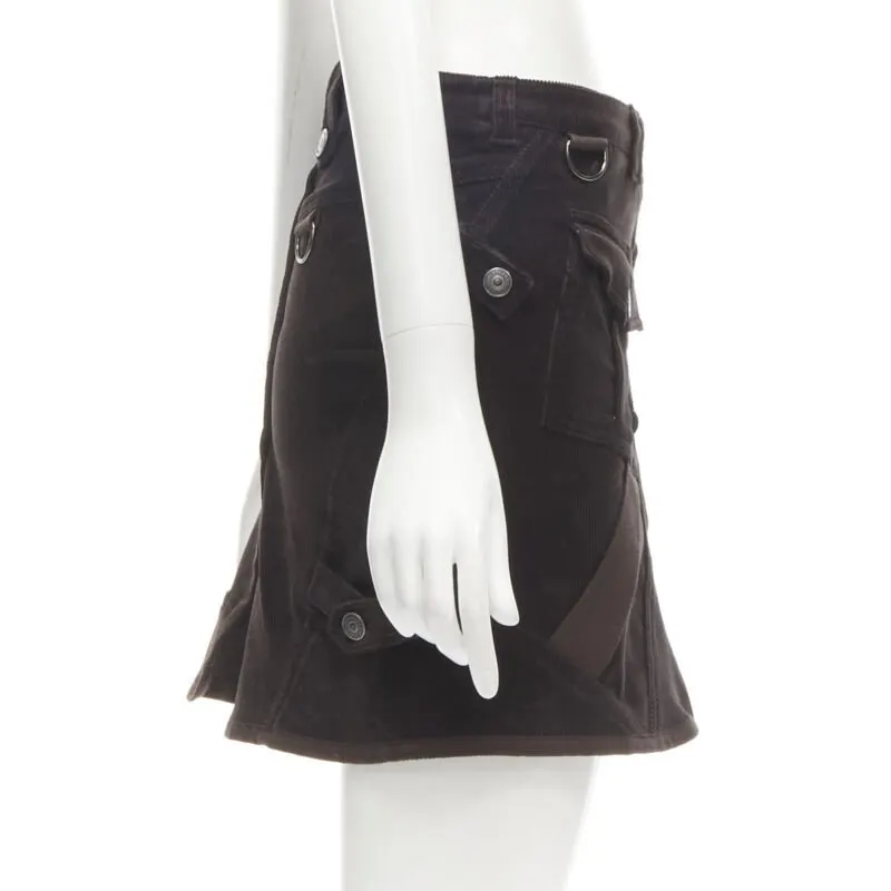 Burberry Corduroy Trench Skirt Brown Polyester Never worn - Model View