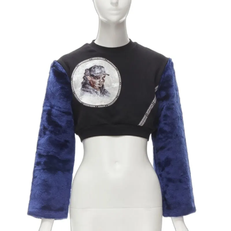 NASIR MAHZAR Velvet Fur Sweatshirt Black Cotton Very good - Front View