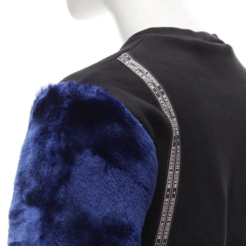 NASIR MAHZAR Velvet Fur Sweatshirt Black Cotton Very good - Back View