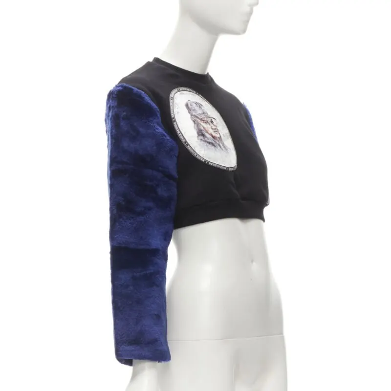 NASIR MAHZAR Velvet Fur Sweatshirt Black Cotton Very good - Inside View