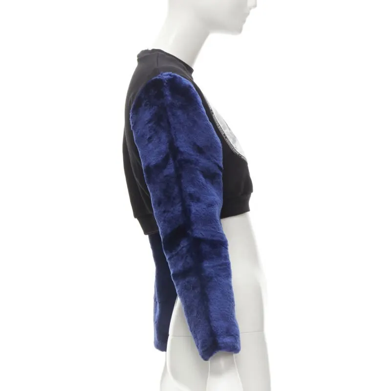 NASIR MAHZAR Velvet Fur Sweatshirt Black Cotton Very good - Model View