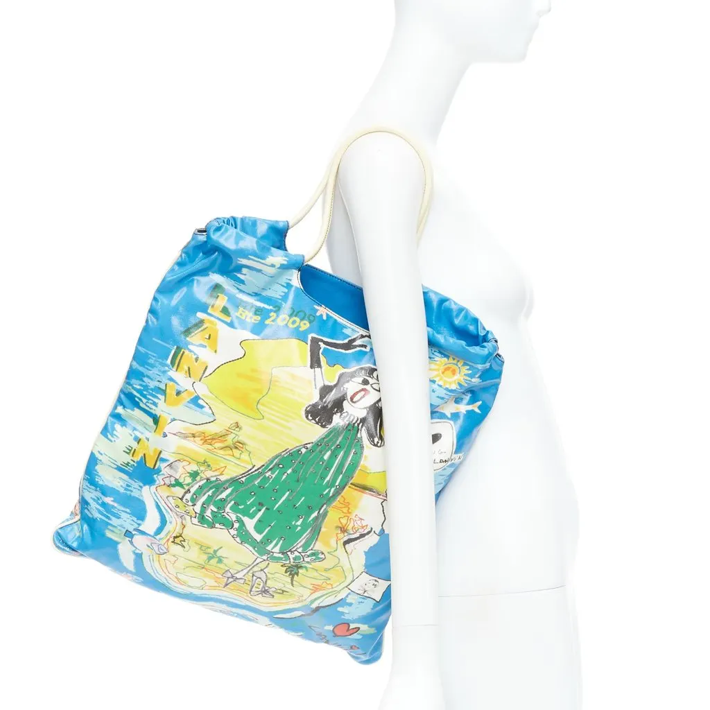 Lanvin Cartoon Print Tote Blue Very good - Back View