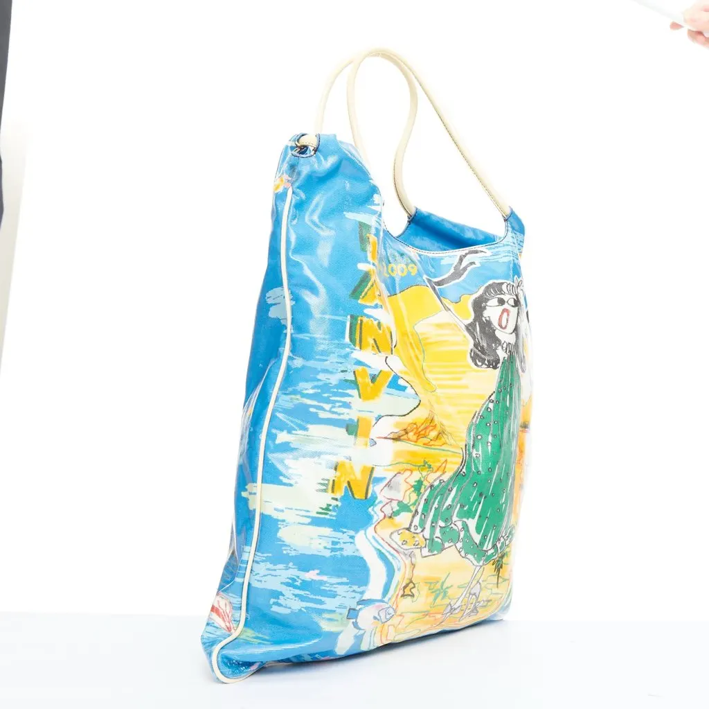 Lanvin Cartoon Print Tote Blue Very good - Inside View