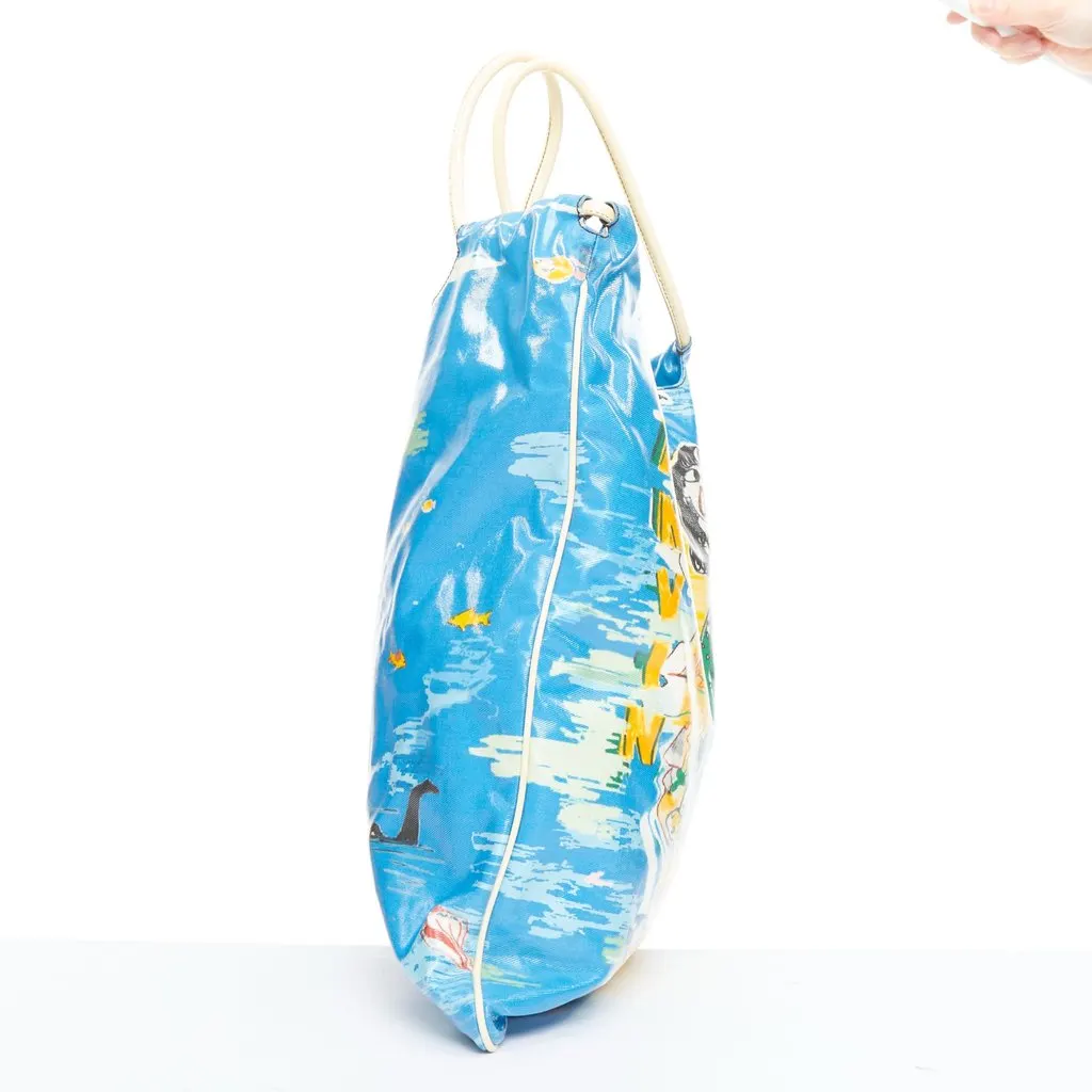 Lanvin Cartoon Print Tote Blue Very good - Model View