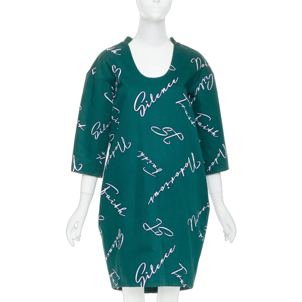Jil Sander Green Cotton Dress Green Cotton Good - Front View