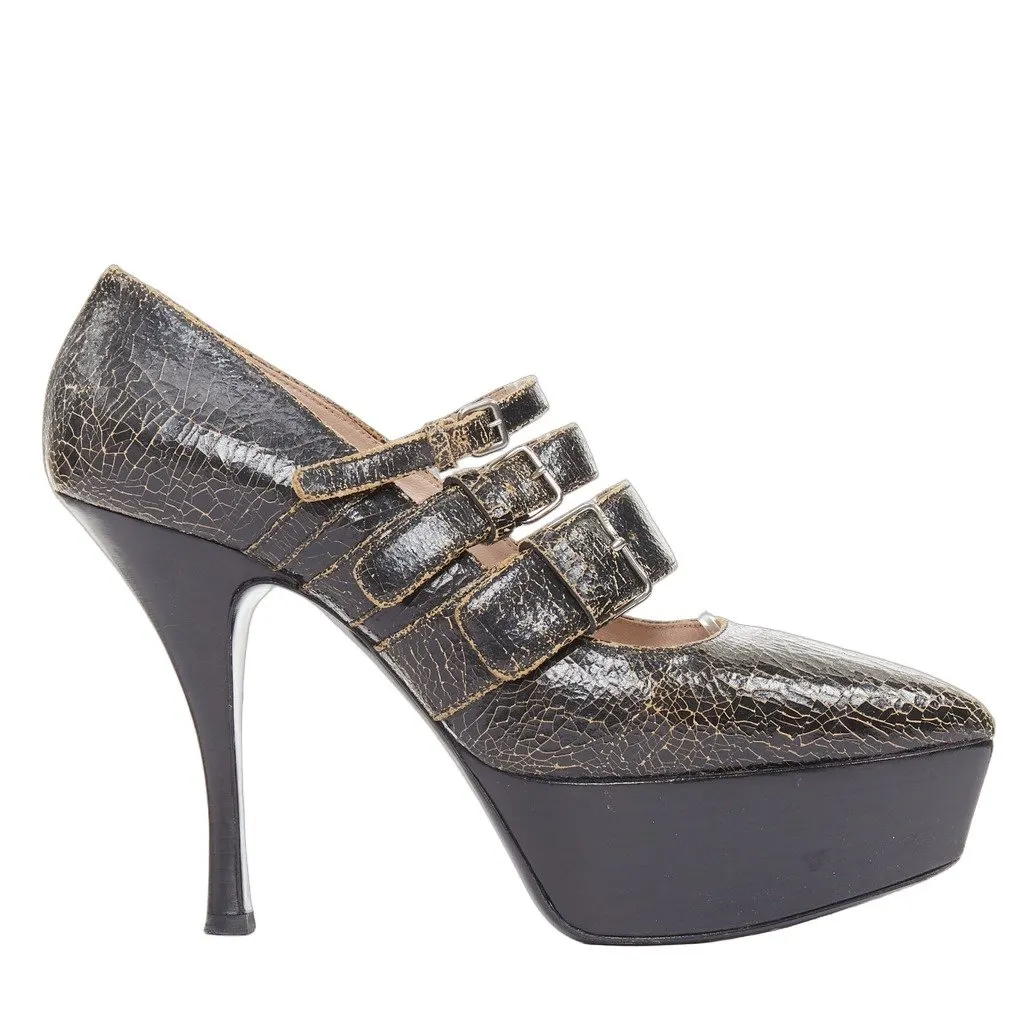Miu Miu Brown Leather Heels Brown Leather Good - Front View