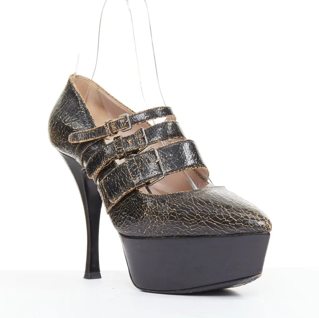Miu Miu Brown Leather Heels Brown Leather Good - Back View