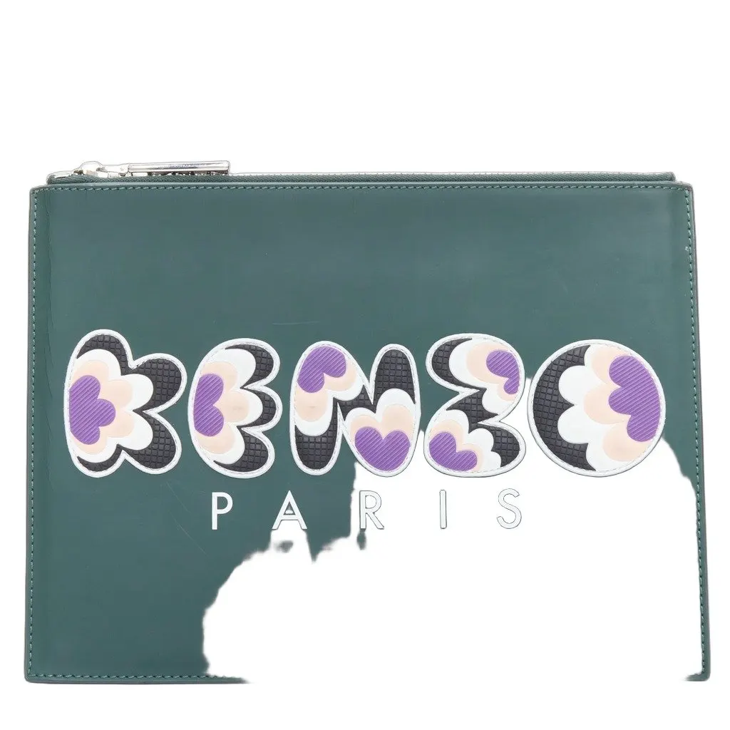 Kenzo Nylon Mesh Belt Bag Green Leather Fair - Front View